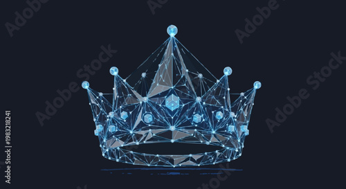 Abstract digital crown emblem with interconnected geometric shapes representing royalty and technology