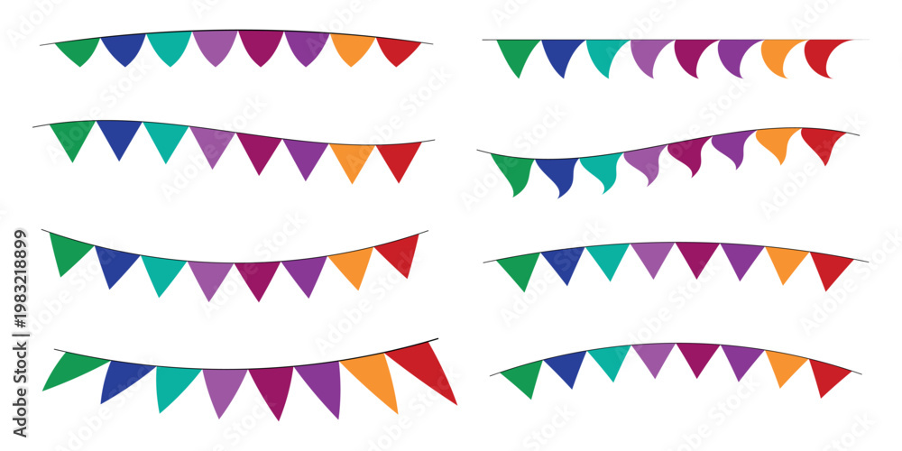 Obraz premium Colorful bunting flags pattern festive decorations for celebrations and events