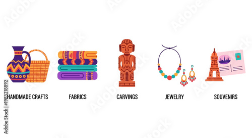 Handmade Crafts, Fabrics, Carvings, Jewelry, Souvenirs - Diverse Cultural Items Collection