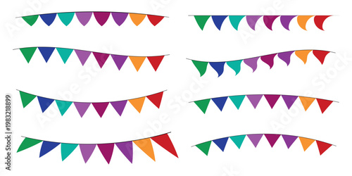 Colorful bunting flags pattern festive decorations for celebrations and events