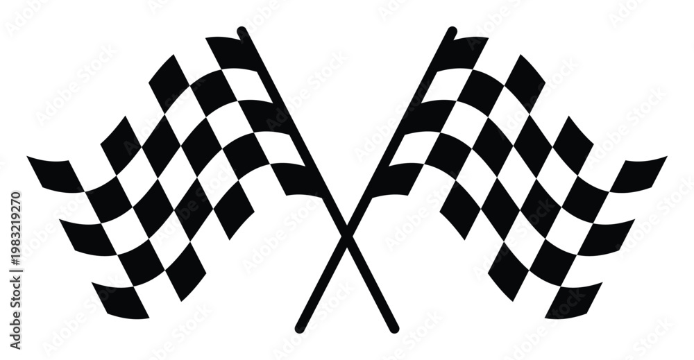 Fototapeta premium Crossed checkered racing flags vector isolated on white