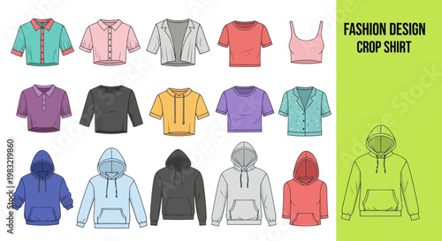 Fashion Design: Assortment of Crop Tops, Hoodies and Jackets