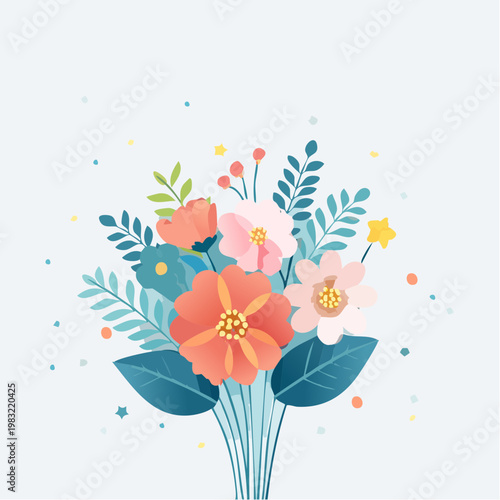 Minimalistischer Blumenstrauß mit viel Copy Space