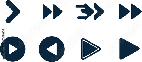 Collection of various media playback control icons and symbols