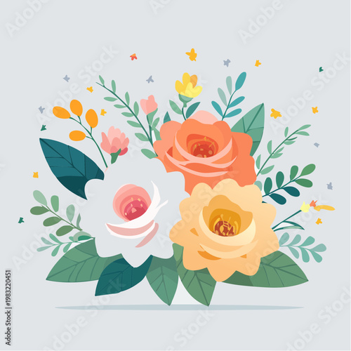 Minimalistischer Blumenstrauß mit viel Copy Space