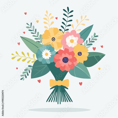 Minimalistischer Blumenstrauß mit viel Copy Space