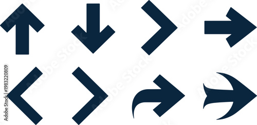 Collection of various directional and navigation arrows in bold design style