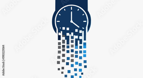 The Concept of Time Dissolving into Digital Pixels, Representing the Passage of Time and Digital Transformation