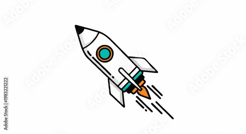Conceptual Pencil Rocket Launching into the Sky with Speed Lines, Symbolizing Creativity and Innovation