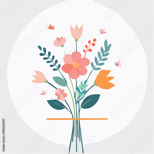 Minimalistischer Blumenstrauß mit viel Copy Space