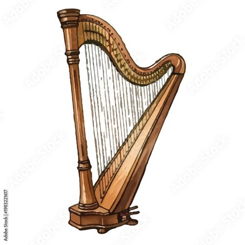 An old violin isolated on a white background representing a classical musical instrument with elegant wooden strings and artistic melody themes