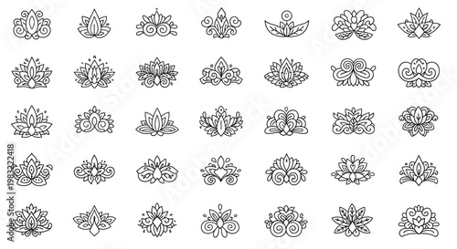 Ornate Floral Embellishments Collection: Decorative Vintage Design Elements