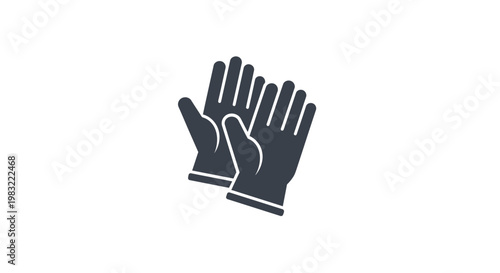 Pair of dark blue work gloves icon on white background, safety equipment symbol