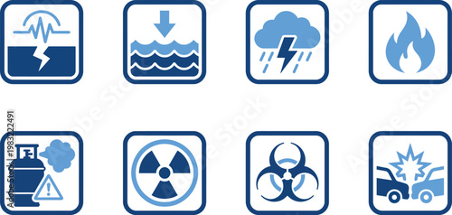 Emergency warning signs natural disasters hazards and safety alerts