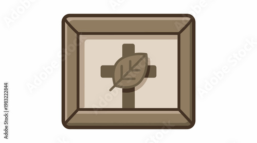 Framed cross with a leaf and branch
