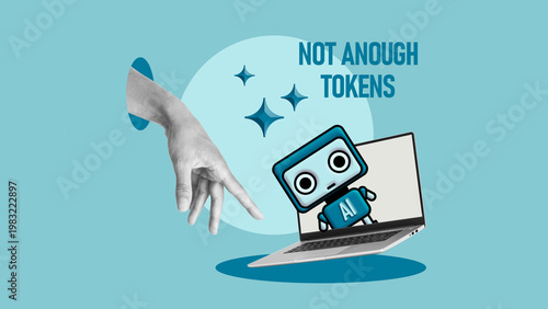 Canvas Print Not enough tokens AI concept, artificial intelligence usage limit, chatbot restr