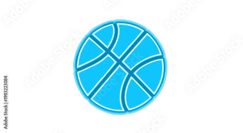 Fotografía Neon Blue Basketball Icon on White Background, Sport Concept