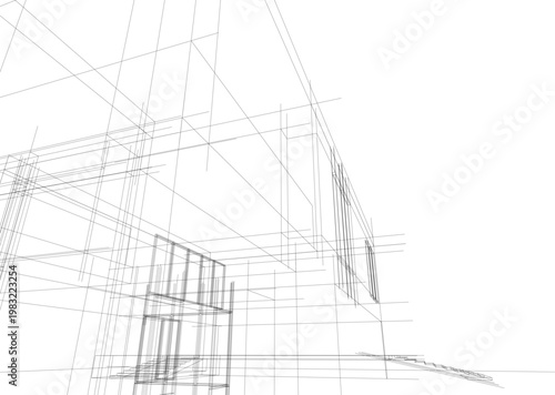 house building sketch architectural 3d illustration