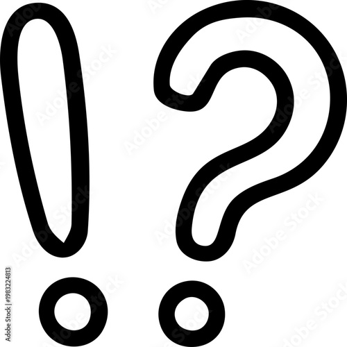 Hand-Drawn Exclamation and Question Mark Symbols Doodle Style