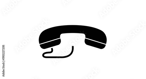 Black Silhouette of a Classic Telephone Handset
