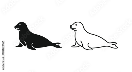 Adorable Sea Creatures: Cute Seal Silhouettes Vector