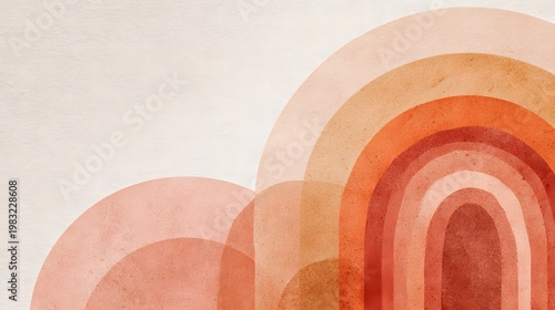 Aesthetic Abstract Watercolor Arches in Warm Terracotta and Peach Tones with Negative Space