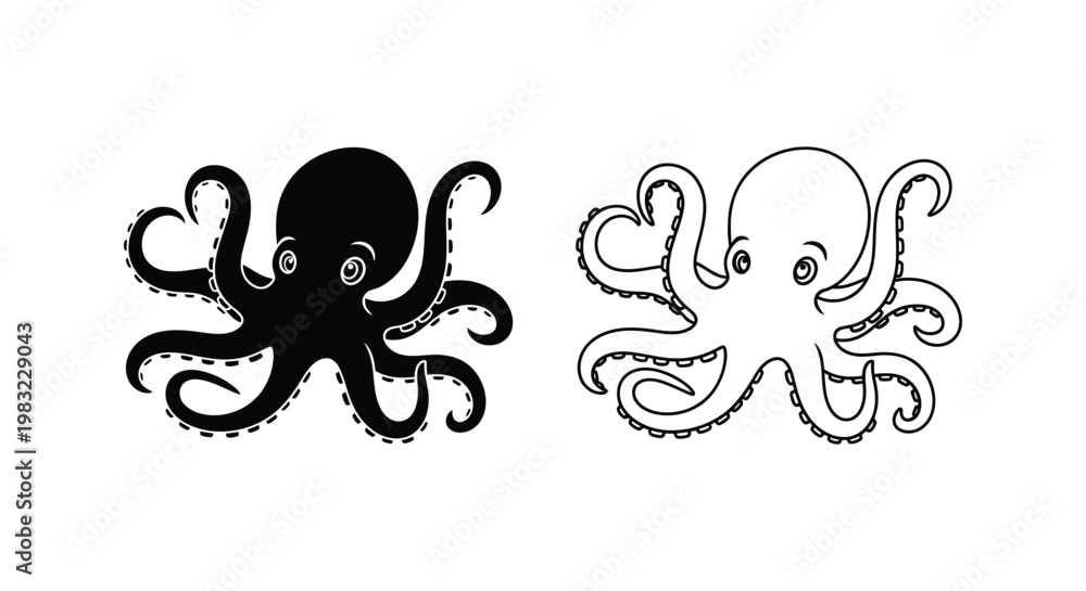 Fototapeta premium Creative Octopus Designs: Stylish Art & Vector Illustrations Vector