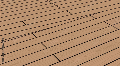 Angled view of a light brown wooden plank floor with dark grout lines