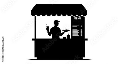 A vendor prepares food at a street food stall.