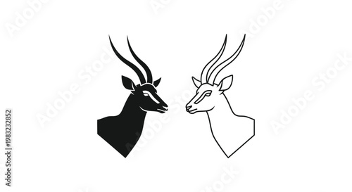 Elegant Antelope Heads Design Vector Art Vector