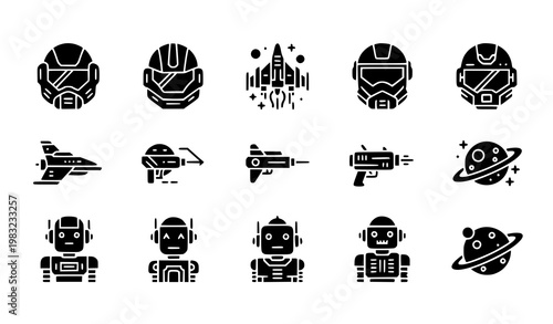 Iconos glifo sci-fi espacio vector colección futurista