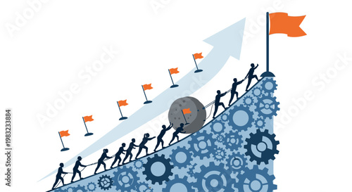 Business people climbing up success ladder.