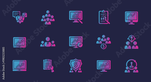Collection of computer icons and symbols.