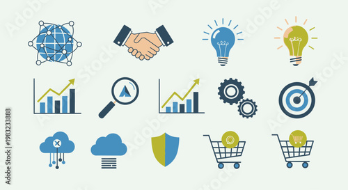 Business icons for marketing strategy.
