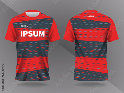 dark red and black abstract background and pattern for sport jersey design and mock up. front and back view template