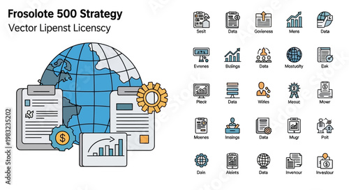 Global strategy concept with business data