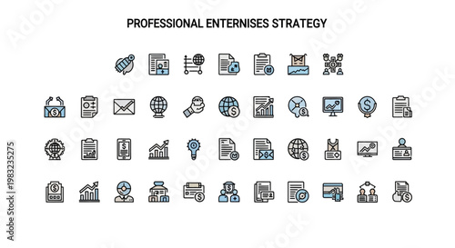 Professional Enterprise Strategy Icons Set