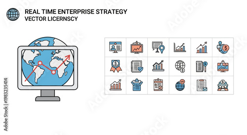 Real time enterprise strategy vector icons