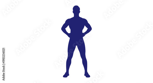 Muscular Man Silhouette Standing Confidently on White Background
