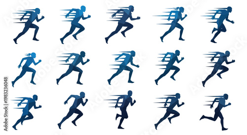 Running Silhouettes Collection: Dynamic Motion, Speed, and Athleticism