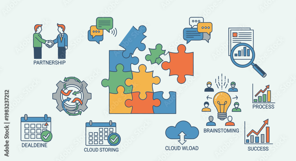Fototapeta premium Business strategy puzzle pieces coming together.