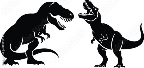 Black silhouette of dinosaur in a stylized cartoon design
