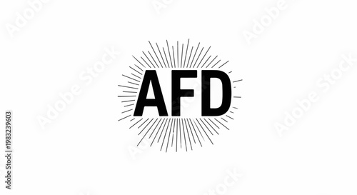 Bold black initials AFD inside a sunburst graphic on a white background