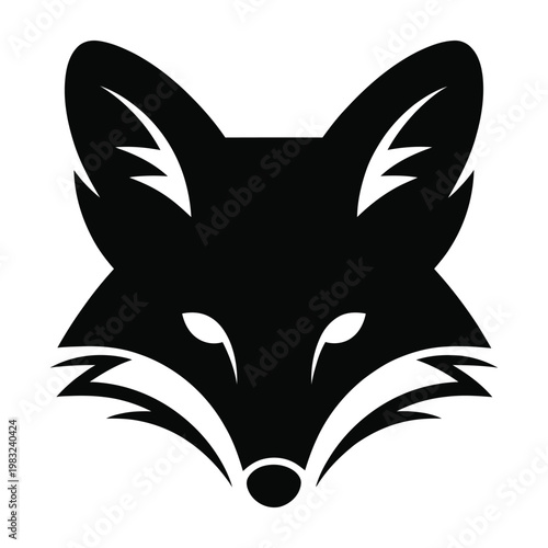 A striking black fox head design against a pale gray background a bold silhouette