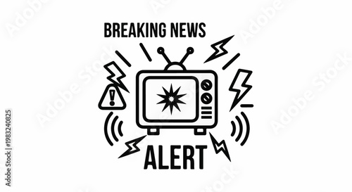 An icon depicting a vintage television broadcasting a warning with lightning bolts
