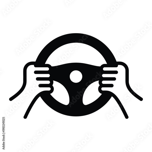 Hands firmly gripping a steering wheel symbolizing control and transportation silhouette high-quality