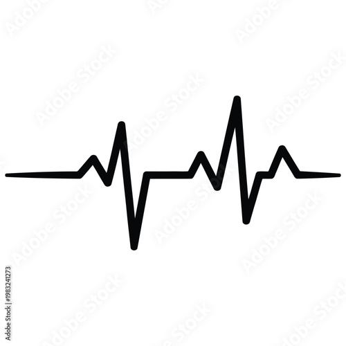A simple black line depicts a heart rhythm tracing a dramatic visual silhouette