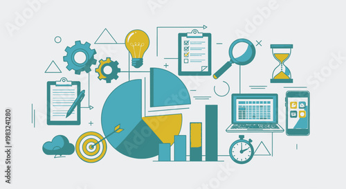 Business Finance Statistics Analysis Icons.