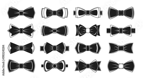 Collection of Black Bow Ties, Elegant Fashion Accessories, Formal Attire Icons