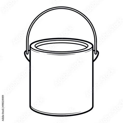 A classic black paint can with a handle depicted as a detailed silhouette